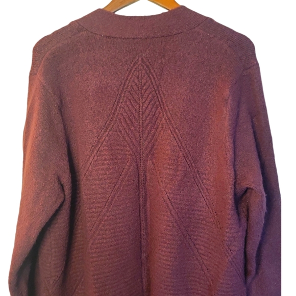 Womens plus 1X Terra & Sky plum autumn color long open front duster cardigan - Picture 4 of 11